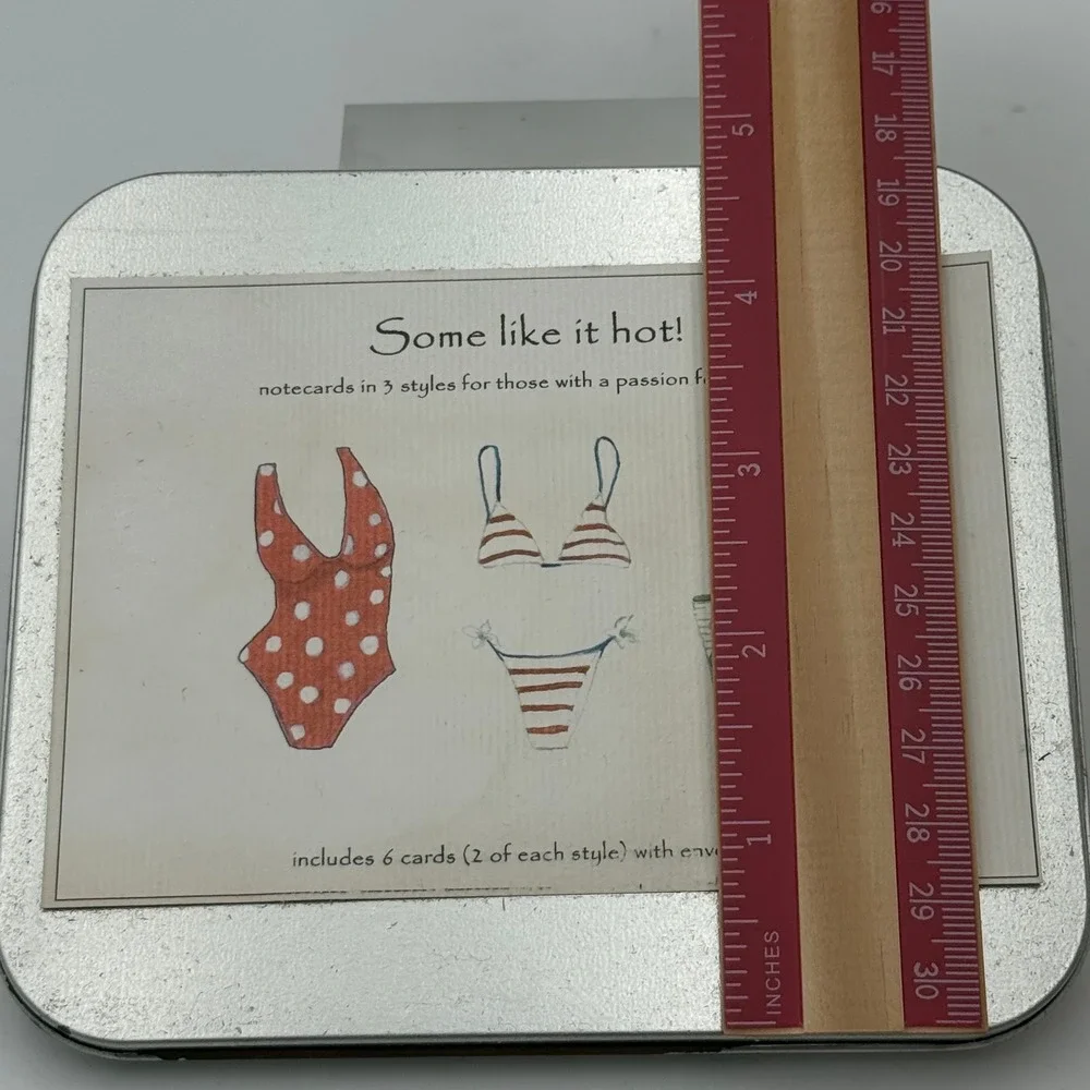Some Like It Hot Fashion Notecards Set of 6 with Envelopes in Metal Tin Summer
